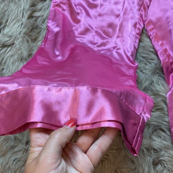 Blair Two Piece Set Long Sleeve Button Down Striped Pajama Top & Satin Bottoms - Picture 7 of 10